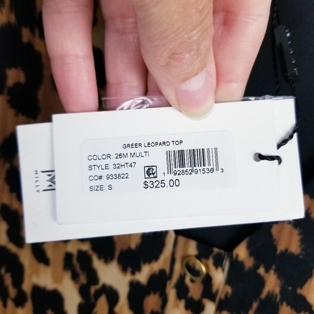 Milly Greer Leopard Print Blouse Top NWT - Picture 8 of 15